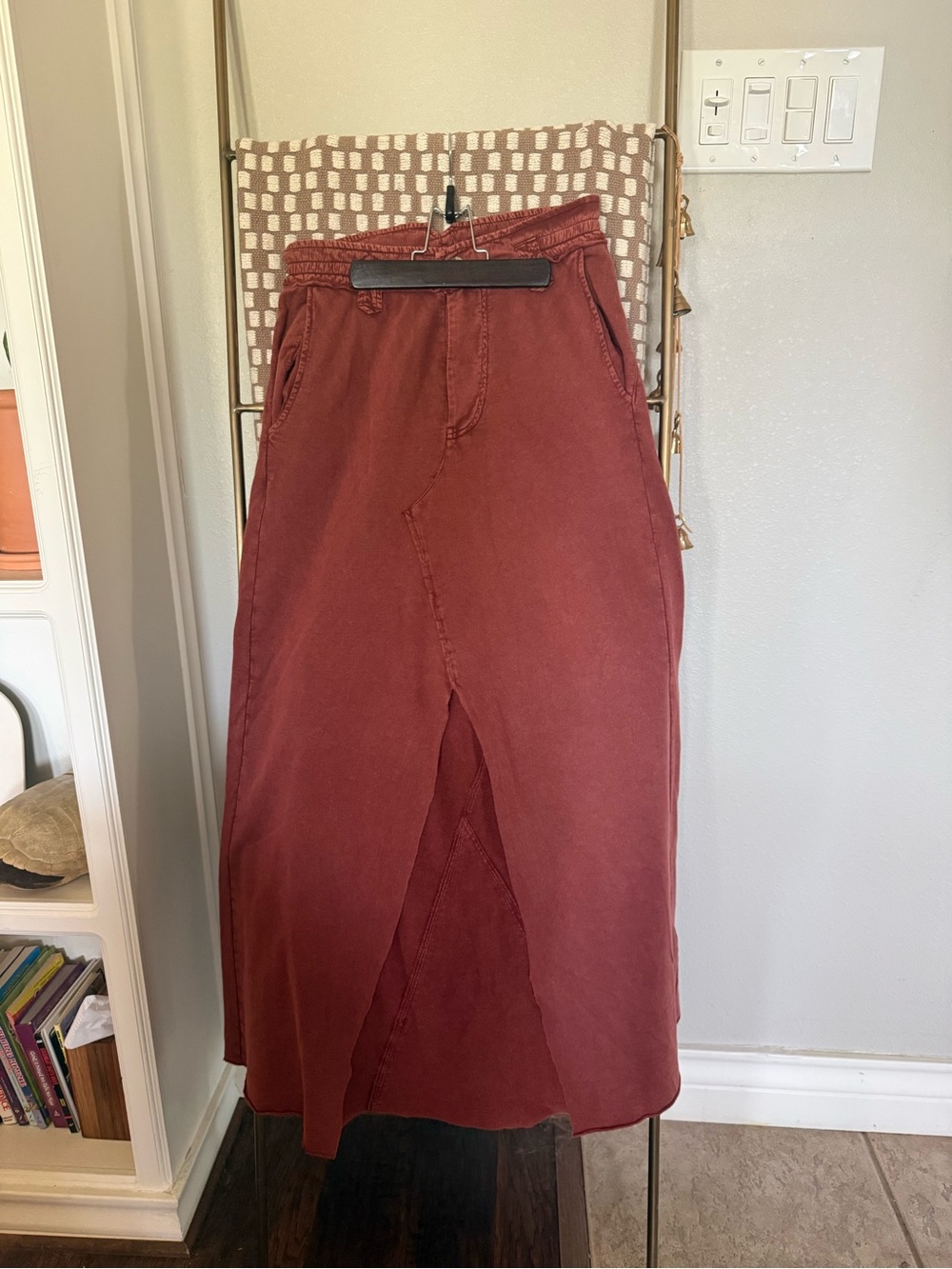 Free People Rust Midi Skirt with Front Slit